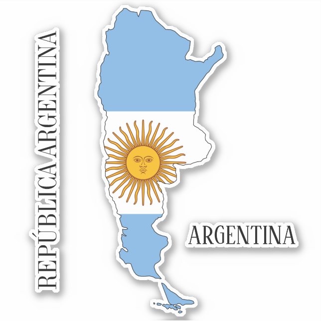 Argentina Flag Map Outline Sticker (Front)