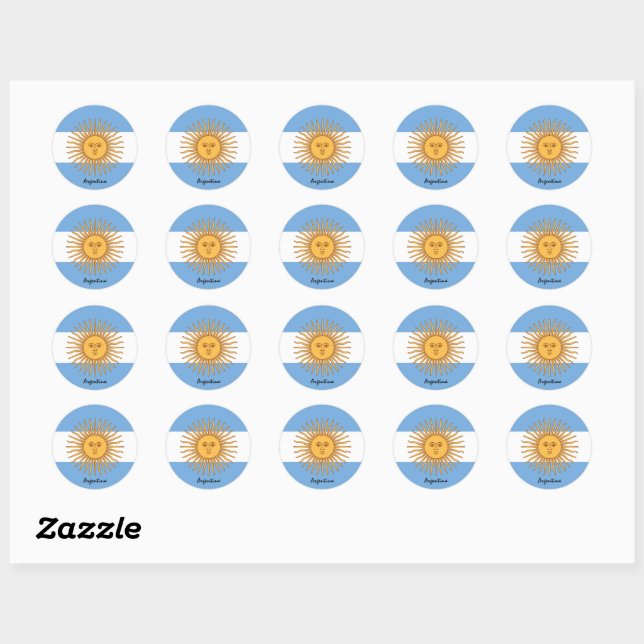 Argentina flag patriots, holiday / sports classic round sticker (Sheet)