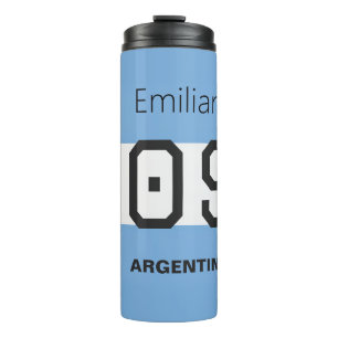 Argentina Flag Personalized Soccer Fan Gear Thermal Tumbler