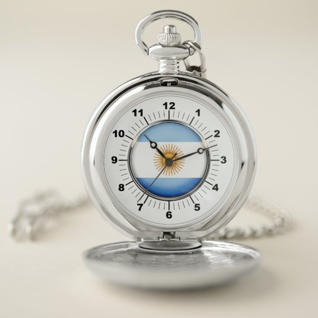  Argentina Flag Pocket Watch: Silver Watch (Inside)