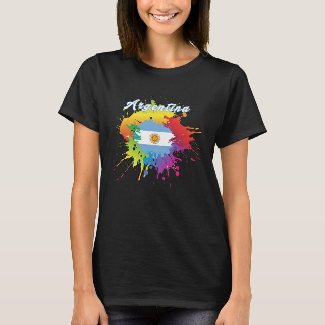 Argentina Flag Pride Gay Colorful Splash Argentini T-Shirt (Front)