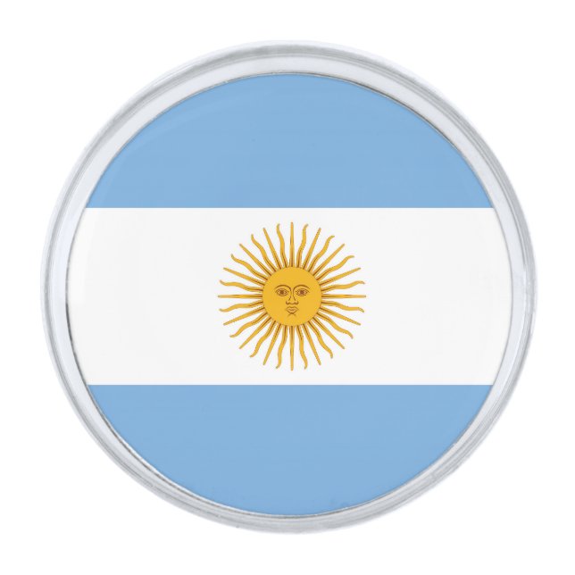 Argentina flag silver finish lapel pin (Front)