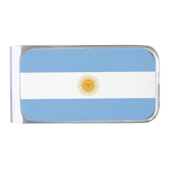 Argentina flag silver finish money clip (Front)