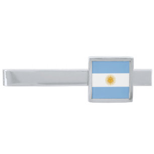 Argentina flag silver finish tie bar
