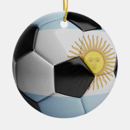 Argentina Flag Soccer Ball Ceramic Ornament