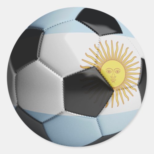 Argentina Flag Soccer Ball Classic Round Sticker