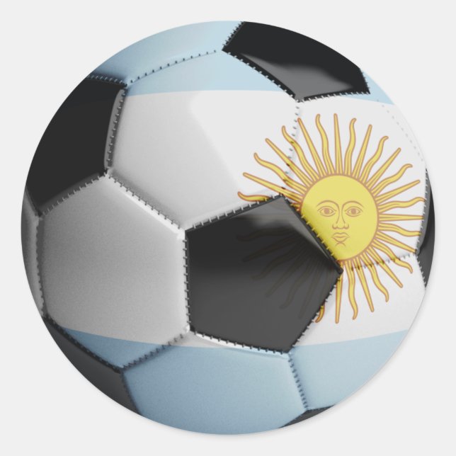 Argentina Flag Soccer Ball Classic Round Sticker (Front)