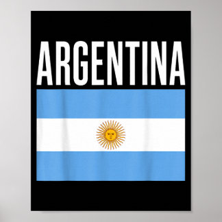 Argentina Flag Soccer Fan Sky Blue White National Poster