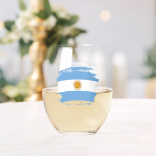 Argentina flag stemless wine glass