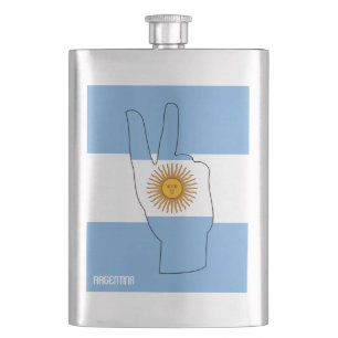 Argentina Flag Victory Sign Patriotic Flask