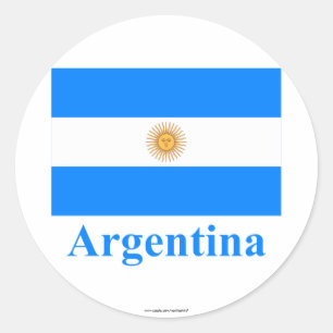 Argentina Flag with Name Classic Round Sticker
