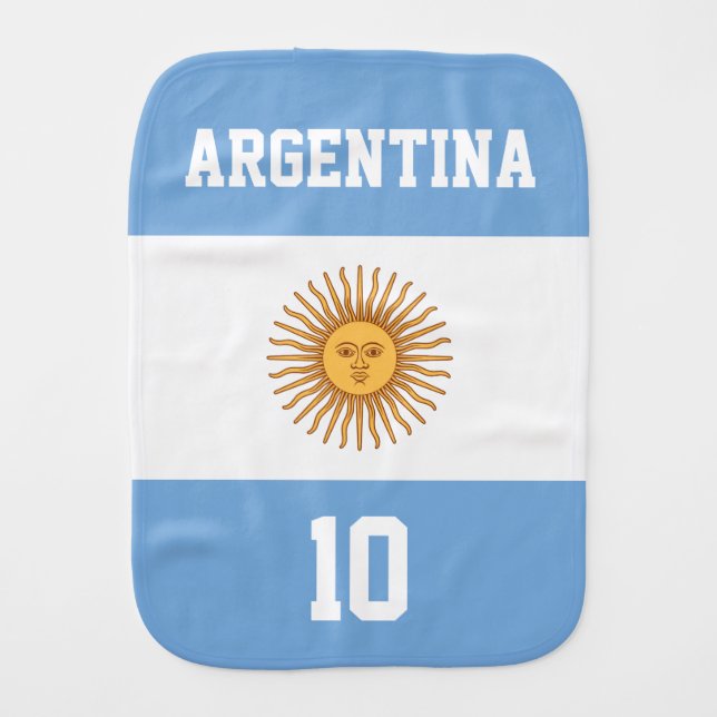 Argentina Flag with Your Baby Name and Number Burp Cloth (Front)