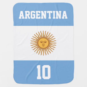 Argentina Flag with Your Baby Name and Number Swaddle Blanket