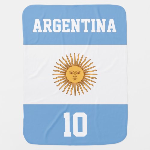 Argentina Flag with Your Baby Name and Number Swaddle Blanket