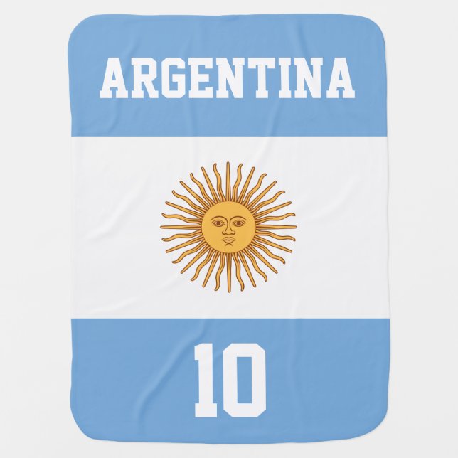 Argentina Flag with Your Baby Name and Number Swaddle Blanket (Front)