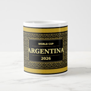 Argentina Football Fan 2026 Black Gold Luxury Giant Coffee Mug
