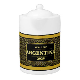 Argentina Football Fan 2026 Black Gold Luxury Teapot