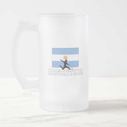 Argentina Football Soccer National Team Glass Frosted Glass Beer Mug