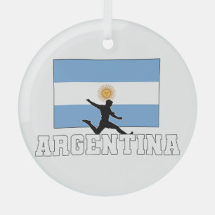 Argentina Football Soccer National Team Glass Ornament