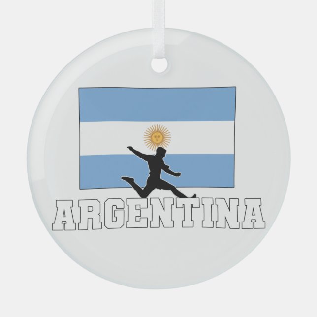 Argentina Football Soccer National Team Glass Ornament (Front)