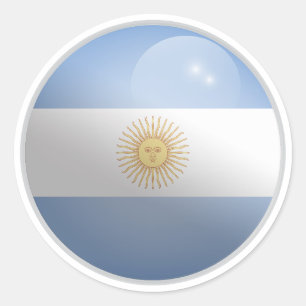 Argentina Glossy Circle Flag Classic Round Sticker