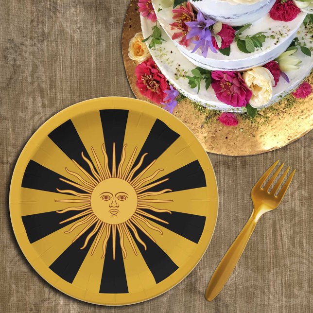 Argentina Golden Sun, Sol de Mayo Classic Round Paper Plates (Creator Uploaded)