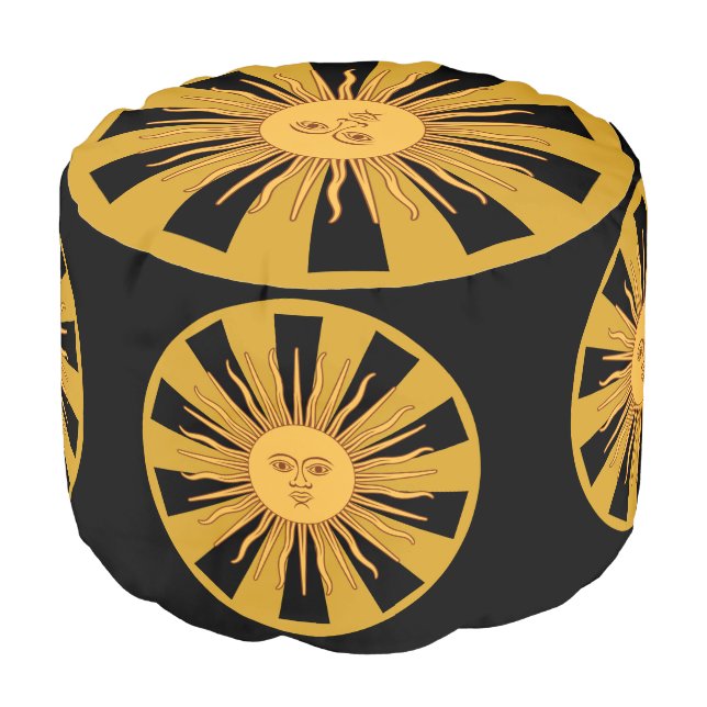 Argentina Golden Sun, Sol de Mayo design Pouf (Angled Front)