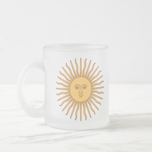 Argentina Golden Sun Sol de Mayo Frosted Glass Coffee Mug