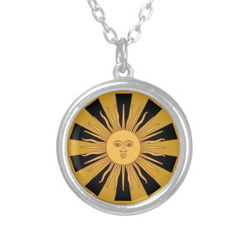 Argentina Golden Sun Sol de Mayo trendy Silver Plated Necklace