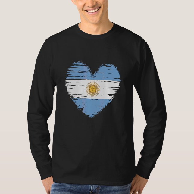 Argentina Heart Argentinian Flag Argentinian Pride T-Shirt (Front)