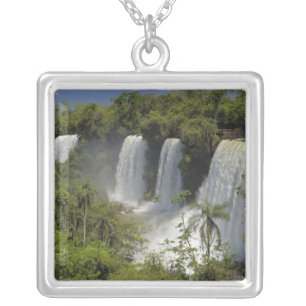 Argentina, Iguacu Falls in sun. Silver Plated Necklace