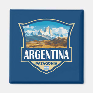 Argentina Illustration Retro Badge Magnet