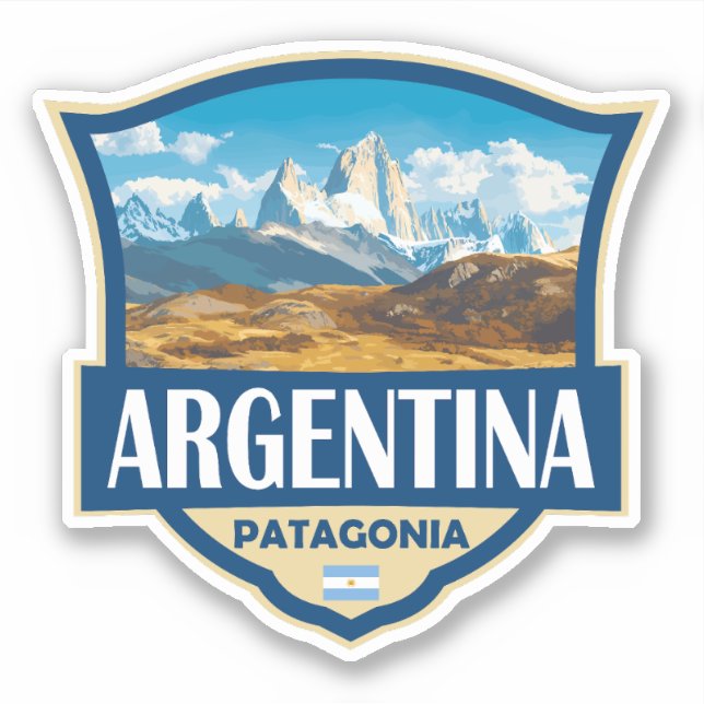 Argentina Illustration Retro Badge Sticker (Front)