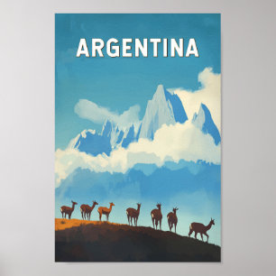 Argentina Illustration Travel Art Vintage Poster