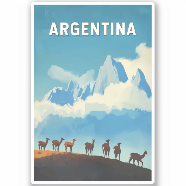 Argentina Illustration Travel Art Vintage Sticker (Front)