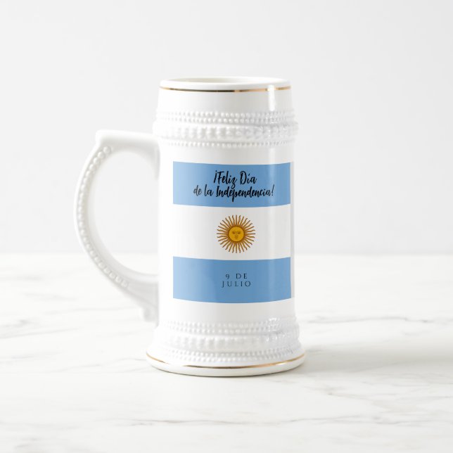Argentina Independence Day Flag Beer Stein (Left)