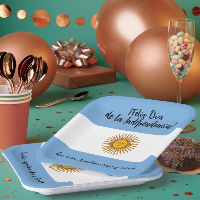 Argentina Independence Day Flag Paper Plates (Multi)
