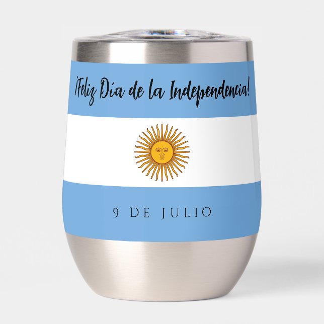 Argentina Independence Day Flag Thermal Wine Tumbler (Front)