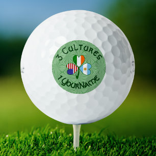 Argentina Ireland USA Shamrock Flag Personalized Golf Balls
