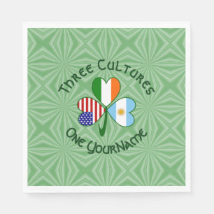 Argentina Ireland USA Shamrock Flag Personalized Napkins