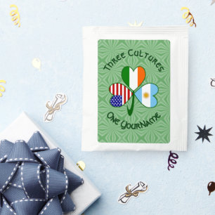 Argentina Ireland USA Shamrock Flag Personalized  Tea Bag Drink Mix