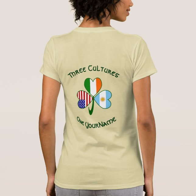 Argentina Ireland USA Shamrock Personalize Women's T-Shirt (Back)