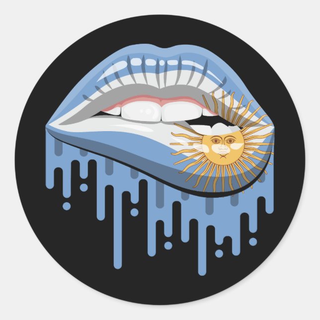 Argentina lips pride root flag classic round sticker (Front)