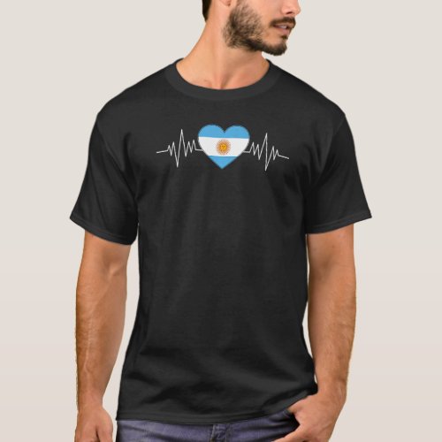 Argentina Love Heartbeat Argentine Flag Heart Arge T_Shirt