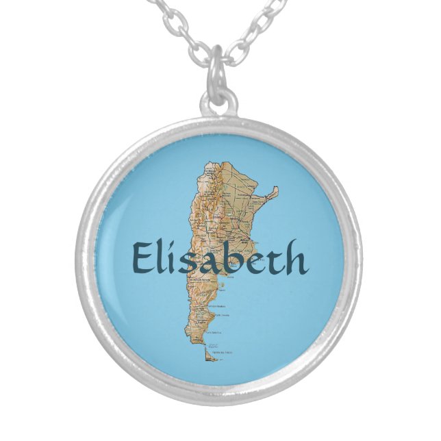 Argentina Map + Name Necklace (Front)