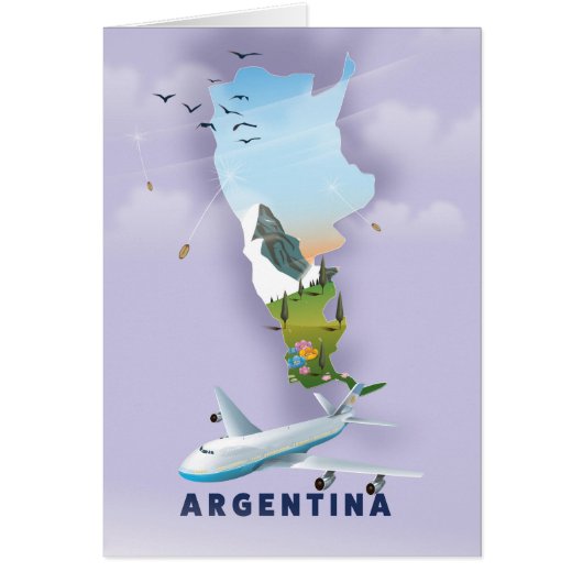 Argentina Map Travel poster Cards (Front)