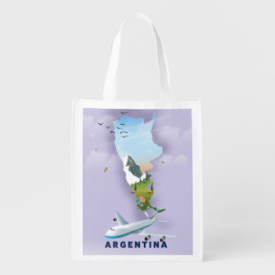Argentina Map Travel poster Grocery Bag