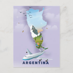 Argentina Map Travel poster Postcard