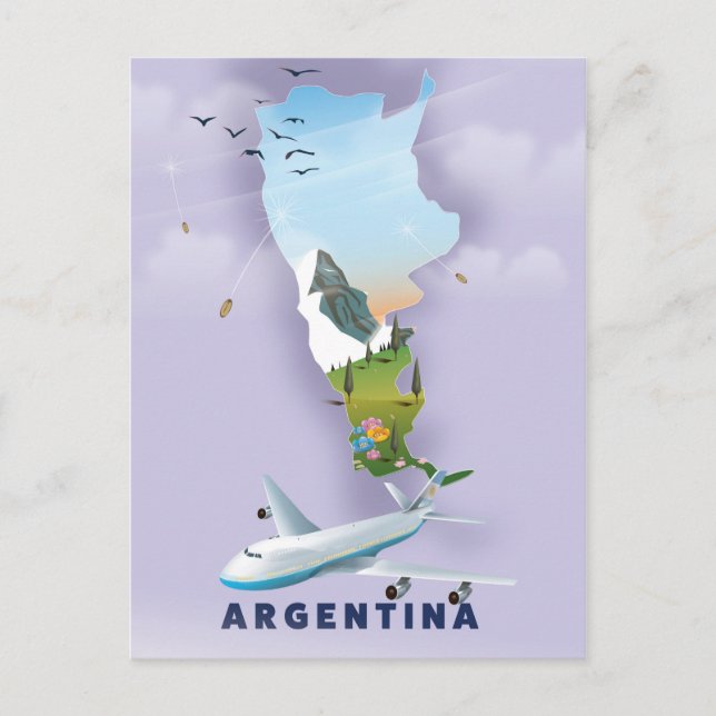 Argentina Map Travel poster Postcard (Front)