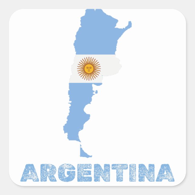 Argentina Map with name Square Sticker (Front)